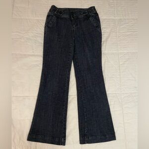 One 5 One Jeans Womens 8 Dark Wash Denim Flared Bootcut Mid Rise Buckles 28x30